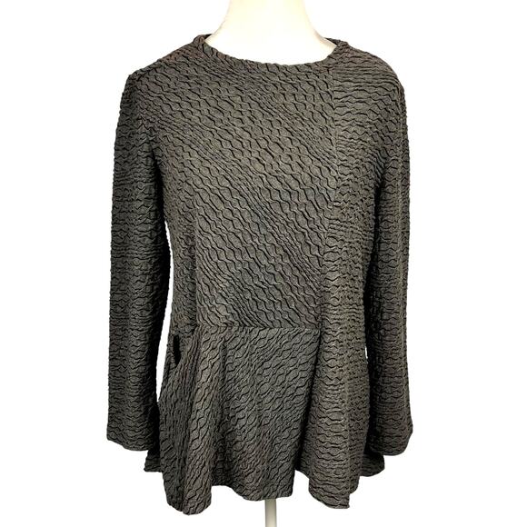 IC By Connie K Shirt Gray Swing Flowy Tunic Top Long Sleeve Womens Size Medium - Picture 1 of 9